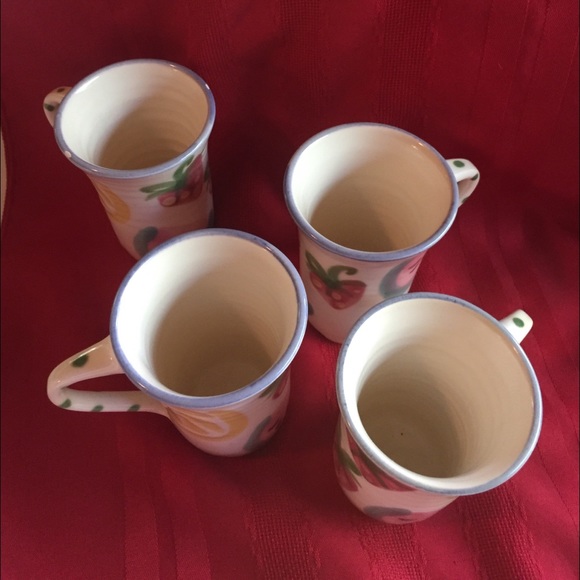 Vintage Hand Made Studio Art Pottery Fruit Inspired Signed Mugs (4) - Picture 8 of 12